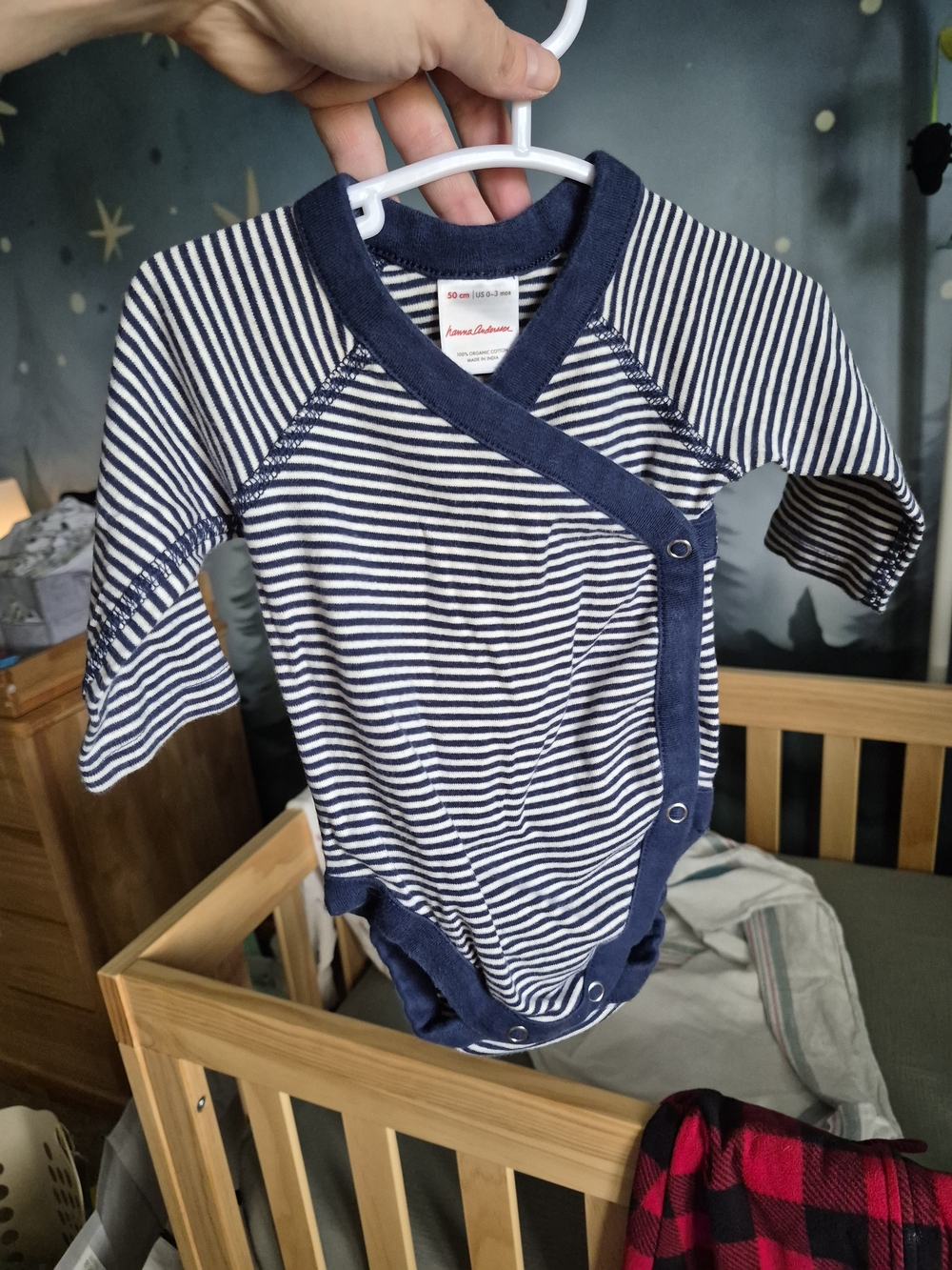Hanna Andersson Navy & White Striped Wrap Bodysuit
